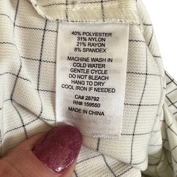 Massimo Fabbro Italy Women’s White Black Check Cropped Pull On Pants Size 2 - Picture 10 of 10